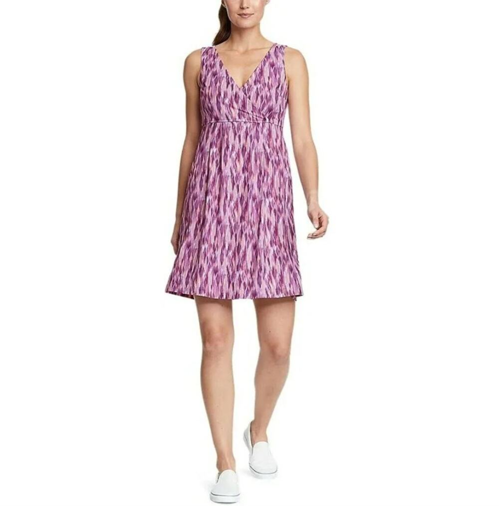 Eddie Bauer Purple Aster V Neck Crossover Sleeveless Dress